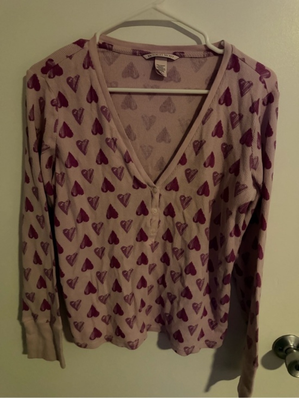 Victoria's Secret Light Pink Ribbed Henley Top